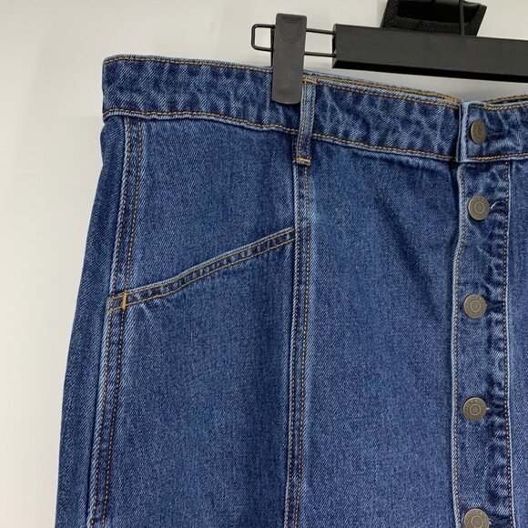 Old Navy Denim Skirt Button Front Midi Blue Jean High Waist NWT - Picture 6 of 13